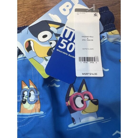 Carter’s 2-piece Bluey Rashguard & Swim Trunk Set Size 3T Long Sleeves UPF 50+ - Picture 10 of 10